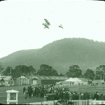 Cover image for Lantern slide - Aeroplane above race course