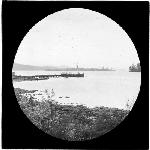 Cover image for Photograph - glass lantern slide - unidentified harbour with jetty