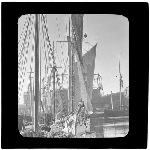 Cover image for Photograph - glass lantern slide - ketch 'Heather Belle' - Hobart - Fishermans Dock - photo by Nat Oldham
