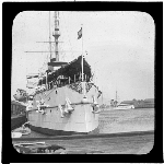 Cover image for Photograph - glass lantern slide - unidentified vessel in port