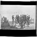 Cover image for Photograph - glass lantern slide - copy of illustration of a group of Tasmanian Aboriginal males