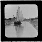 Cover image for Photograph - glass lantern slide - yachts - Dunalley Canal - photo by Nat Oldham