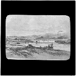 Cover image for Photograph - glass lantern slide - copy of painting "Hobart Town from Kangaroo Point" - prepared by J.W. Beattie, Hobart