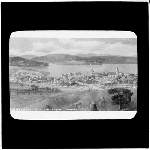 Cover image for Photograph - glass lantern slide - copy of drawing "Hobart Town in 1830" (from Bathurst St) - prepared by J.W. Beattie, Hobart