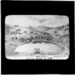 Cover image for Photograph - glass lantern slide - copy of print "Hobart Town in 1817" drawn by Lieut. Chs. Jeffreys R.N.