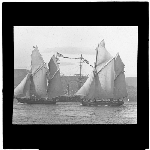 Cover image for Photograph - glass lantern slide - yachts - 'Birnganna' - Wilson, Cygnet, 1853 - and 'Huon Chief' - huon pine, 1849 - photo by Nat Oldham