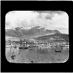 Cover image for Photograph - glass lantern slide - Hobart - view from River Derwent with Mt Wellington in background - J.W. Beattie, Hobart - Tasmanian Series No. 786B