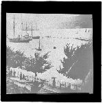 Cover image for Photograph - glass lantern slide - Hobart - off Castay Esplanade - "Flotilla proceeding to Regatta" - copy of an earlier photo? - c 1880's