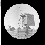 Cover image for Photograph - glass lantern slide - Sorell - windmill - church in background