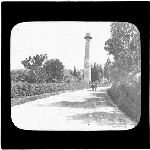 Cover image for Photograph - glass lantern slide - Taroona - Shot Tower from Browns River Road - shows Hawthorn Hedges - 'Tasmanian Series by J. W. Beattie No 379B"