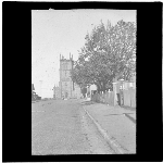 Cover image for Photograph - glass lantern slide - North Hobart - Holy Trinity church - view from Church Street to front elevation