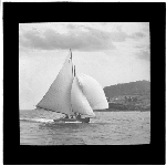 Cover image for Photograph - glass lantern slide - yachts - 'Tassie Too' - photo by Nat Oldham