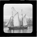 Cover image for Photograph - glass lantern slide - yachts - 'Rocket' - built at Shipwrights by Hawkins in 1978 - lost with all hands on East Coast 1880 - photo by Nat Oldham