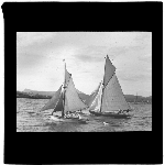 Cover image for Photograph - glass lantern slide - yachts - 'Volant' winning Ocean Race - photo by Nat Oldham