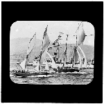 Cover image for Photograph - glass lantern slide - yachts - 'Fleet' and 'Speedwell' - Hobart Regatta - photo by Nat Oldham