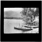 Cover image for Photograph - glass lantern slide - yachts - Mr Jon Jamieson's canoes on a New Zealand lake - photo by Nat Oldham