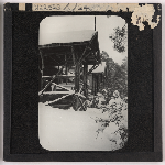 Cover image for Photograph - Waldheim Chalet, Cradle Mountain - detail of front of chalet -  in snow / Fred Smithies [lantern slide]