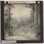 Cover image for Photograph - Motor cycle and side-car on track into Cradle Mountain (?) / Fred Smithies [lantern slide]