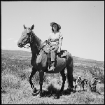 Cover image for Photograph - 73/29 -    Mrs. Amy Pulford (nee Monks) , shepherdess of Bignell property, Skittleball Plains, Great Lake