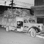 Cover image for Photograph - Photograph - Robert Nettlefold Pty Ltd Chevrolet Maple Leaf haulage truck with charcoal burning NASCO Gas Producer unit, 1940, Hunter Street, near corner of Macquarie Street (from Box 523), Sharland Box 4