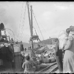 Cover image for Photograph - Glass negative - Wharf  [people watching cargo ship arriving]