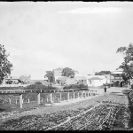 Cover image for Photograph - Glass negative - Buildings [looking towards township, unidentified]