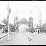 Cover image for Photograph - Negative - Arches for Royal Visit street decorations (8 1/2" x 6 1/2")