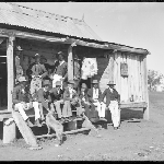 Cover image for Photograph - Negative - Group of men in the outback - location is uncertain [Australian not Tasmanian]