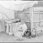 Cover image for Photograph - Negative - Chores [boy cleaning bridles]