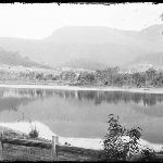 Cover image for Photograph - Glass negative - Farm  [Derwent River - Mt Wellington in background]