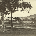 Cover image for Photograph - Hobart - view from the Domain towards the railway station showing the Royal Engineers building