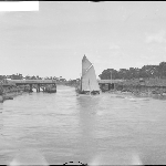 Cover image for Photograph [film neg.] - Unidentified - [sailboat and bridge]