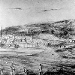 Cover image for Photograph - Sketch of Port Arthur showing buildings from the Commandants House to the Church