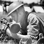 Cover image for Photograph - Soldier at Brighton Camp with a range finder