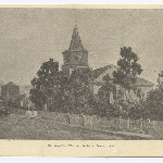 Cover image for Photograph - Black and white sketch of St David's Church, Hobart, with the church in the background and Macquarie Street in the foreground