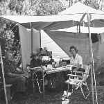Cover image for Photograph - Mr & Mrs Alan Wiggins & Miss M.G. Wilson at 'The Steppes' camping - From A.L. Dalgleish, c/- P.O., Port Macquarie, NSW, January 1985