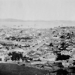 Cover image for Photograph - View of Hobart from Lime Kiln Hill, West Hobart looking towards the wharves