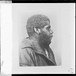 Cover image for Photograph - Tasmanian aboriginal - William Lanne (King Billy) - side profile - copy of original portrait by Charles A. Woolley, 1866