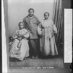 Cover image for Photograph - Tasmanian aboriginals - group photo of three - William Lanne, Truigannini and Bessy Clark - copy of original portrait by Charles A. Woolley, 1866