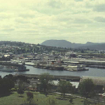 Cover image for Photograph - Hobart-wharves-view from Empress Towers, Battery Point-coloured photo.