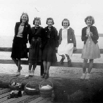 Cover image for Photograph - Group - five girls on bridge - Dover area (some identified)