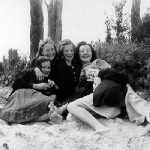 Cover image for Photograph - Group - five girls on sand - Dover area (some identified)