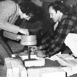 Cover image for Photograph - Tasmanian College of Advanced Education - Department of Art - 'first pouring of bronze in a Department of Art in an Australian College of Advanced Education' Peter Taylor, teacher