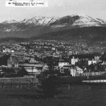 Cover image for Photograph - Hobart from Domain-Mount Wellington in background-shows Park Street/Campbell Street area behind Theatre Royal. [HJH Photo 3]