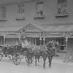Cover image for Photograph - South Hobart-"Beauregard"-322 Davey Street- shows coach, horses and driver at front of house. House burnt down. Coachman, William Friar, worked for Wilson, Walker, Simpson. (Photo by J.W. Beattie-source of photo not recorded-copy only).