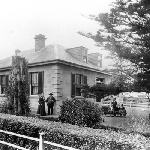 Cover image for Photograph - 'Poplarville' Risdon Road, New Town - exterior views of house showing corner view of garden and Pearce family taken on wedding day in 1905 - copy of original photo only