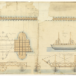 Cover image for Plan - New Town - Proposed pontoon bridge on Derwent River (Captain W. Jacob, Bombay Artillery)