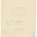 Cover image for Plan-Military Barracks, Hobart-Kitchens & privies attached to quarters for six subaltern officers.
