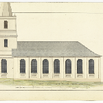 Cover image for Plan- St David's Church, Hobart Town (side). Architect, J. Lee Archer.