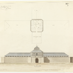 Cover image for Plan-Gaol, Hobart-proposed for 284 prisoners.  Architect, J.Lee. Archer Colonial Architect's Office.